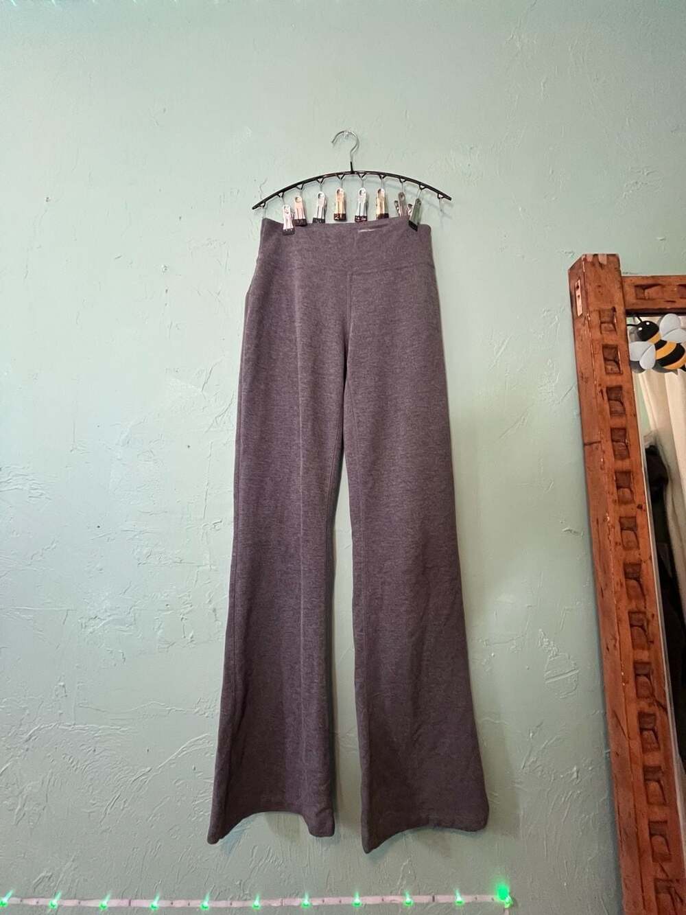 One World Wide Leg Lounge Pants Size S Gray Knit Pocket
